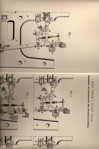 Original Patentschrift - F. Tonnar in Dülken b. Viersen , Rheinpr., 1897 , Webstuhl , Weberei !!!