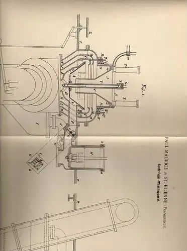 Original Patentschrift - P. Maurice in St. Etienne , Frankreich , Wasch Apparat , Waschmaschine   !!!