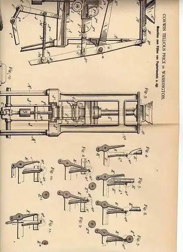 Original Patentschrift - Füllmaschine für Papierbeutel , 1901 , C. Price in Washington  !!!