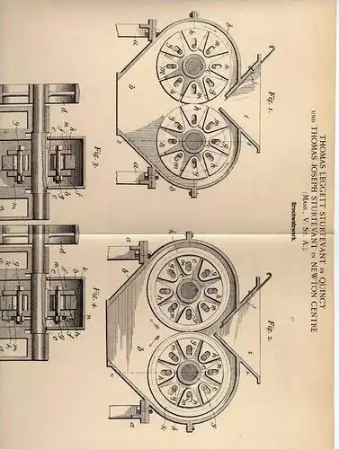 Original Patentschrift - Brechwalzwerk , 1900 , Th. Leggett in Quincy und Newton Centre , USA !!!