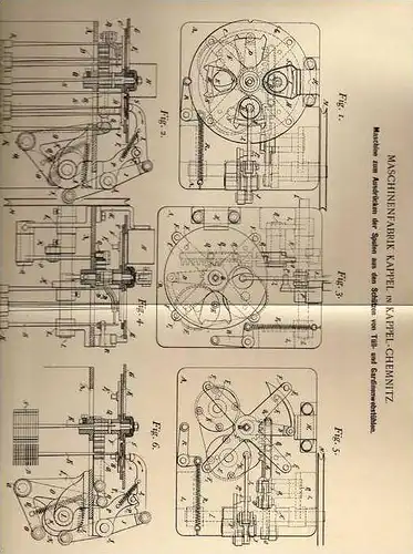 Original Patentschrift - Maschinenfabrik in Kappel - Chemnitz , 1899 , Maschine für Webstuhl , Weberei !!!