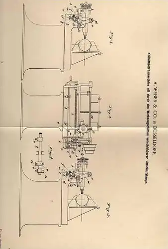 Original Patentschrift - Fräsmaschine , Fräse , 1900 , Weber & Co in Düsseldorf , Drehbank  !!!