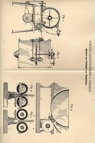Original Patentschrift - Maschine für Tabak Blätter , 1901, E. Phillips in Chicago !!!