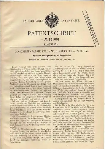 Original Patentschrift - J. Krückels in Zell i. W. , 1901 , Heizbarer Trog !!!