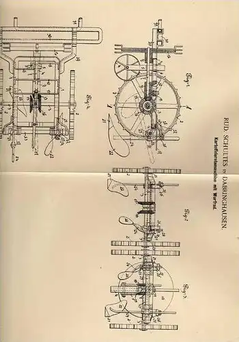 Original Patentschrift - R. Schultes in Dabringhausen , 1901, Kartoffelerntemaschine , Landwirtschaft , Agrar !!!