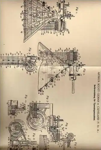Original Patentschrift - Typenablegemaschine , 1901, Druck , Buchdruck , Druckerei , A. Gilman in Cleveland !!!