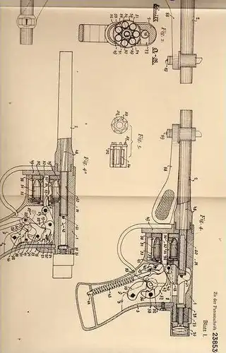 Original Patentschrift - Th. Kaesmann in Nürnberg , 1910 , Pistole , Revolver , Feuerwaffe !!!