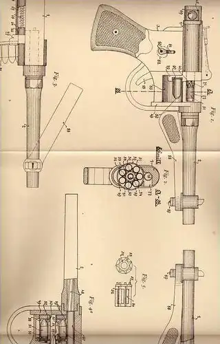 Original Patentschrift - Th. Kaesmann in Nürnberg , 1910 , Pistole , Revolver , Feuerwaffe !!!