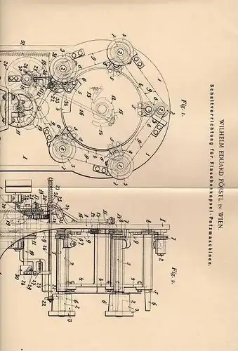 Original Patentschrift - Putzmaschine für Kronkorken , 1898 , W. Förstl in Wien !!!