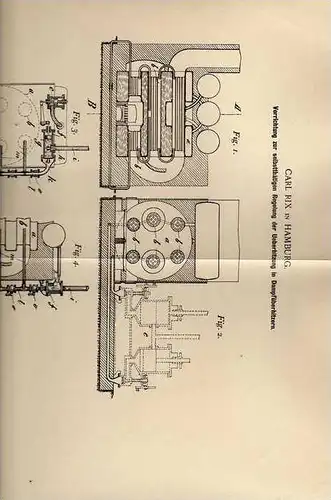 Original Patentschrift -  C. Rix in Hamburg , 1899 , Regelung bei Dampfkessel - Anlagen !!!