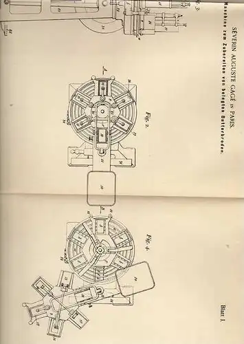 Original Patentschrift -  Maschine für belegte Butterbrote , 1900 , S. Gagé in Paris !!!