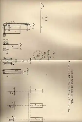 Original Patentschrift -  Maschine für belegte Butterbrote , 1900 , S. Gagé in Paris !!!