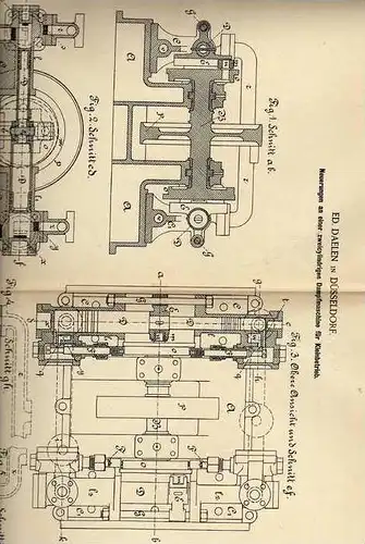 Original Patentschrift - zweicylindrige Dampfmaschine , 1886 ,E. Daelen in Düsseldorf !!!