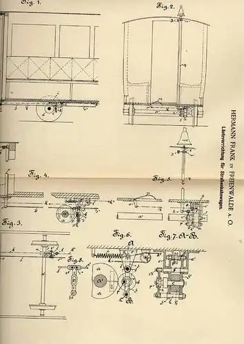Original Patentschrift - H. Frank in Freienwalde a. O. , 1886 , Klingel für Straßenbahn , Eisenbahn !!!