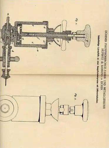 Original Patentschrift -  Phosphorfabrik in Düren , 1886 , Lärmpfeife für Dampfschmierpressen !!!