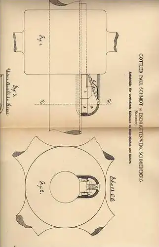 Original Patentschrift - Eisenwerk in Schmiedeberg , Sachsen , 1886 , Riemenscheibenschutz  !!!