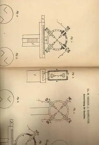 Original Patentschrift - Dr. Heeren in Hannover , 1886 , Zielvorrichtung für Geschütze !!!