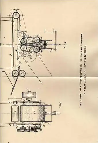 Original Patentschrift - W. Schäfer in Offenbach , 1900 , Ledermaschine  !!!