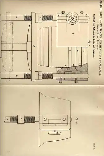 Original Patentschrift - C. Hewitt in Swanscombe , Kent , 1886 , Fass , Wein , Whiskey !!!