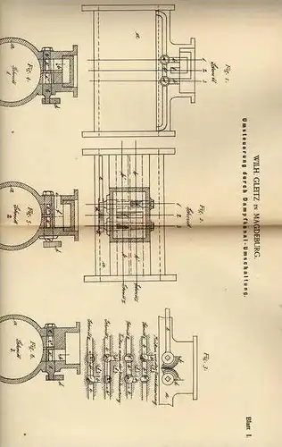 Original Patentschrift - W. Gleitz in Magdeburg , 1886 , Dampfmaschine Umschaltung !!!