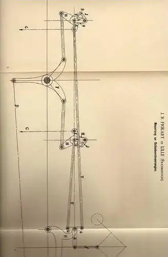 Original Patentschrift - F. Frikart in Lille , Frankreich , 1886 , Dampfmaschine Steuerung  !!!