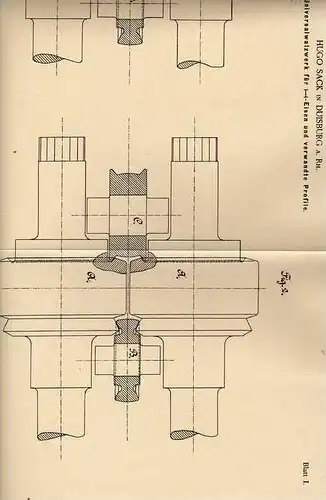 Original Patentschrift - H. Sack in Duisburg , Walzwerk , Walze , 1886 !!!