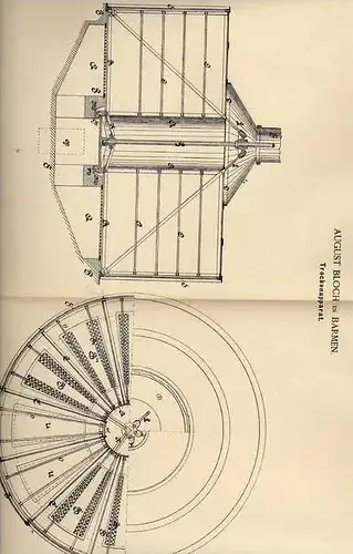 Original Patentschrift -  A. Bloch in Barmen , Trockenapparat , 1886 !!!