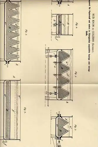 Original Patentschrift - R. Kron in Golzern - Grimma , Sachsen ,1886 , Sortierapparat für Papier !!!