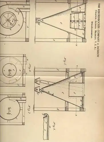 Original Patentschrift - Staubsammler , Fabrik Reiniger , 1886 , Knickerbocker Comany in Jackson , USA !!!