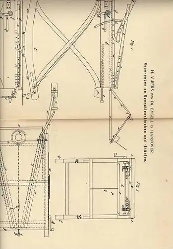 Original Patentschrift - Dr. Eysell in Hannover , 1882 , Operationstisch , Arzt , Chirurg , Krankenhaus !!!