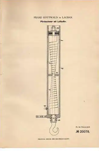 Original Patentschrift - F. Gottwald in Lauban , Schoner für Pferde , 1882 , Pferd , Reiter !!!
