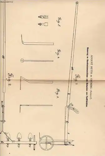 Original Patentschrift - A. Huth in Gröbzig , 1882 ,Hackmaschine für Feldfrüchte , Obstbau !!!