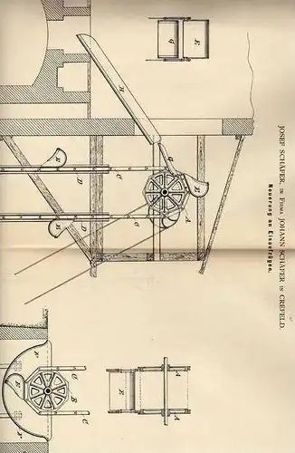 Original Patentschrift -  J. Schäfer in Crefeld , 1882 , Eisenaufzug , Lift !!!