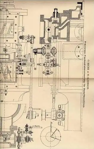 Original Patentschrift - Präcisionssteuerung für Dampfmaschine , 1882, O. Recke in M.- Gladbach !!!