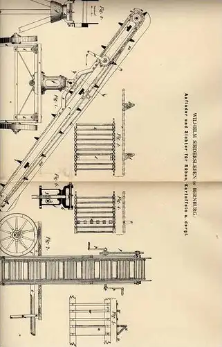Original Patentschrift - W. Siedersleben in Bernburg , 1881,  Auflader , Förderband , Landwirtschaft , Agrar !!!