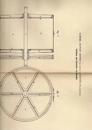 Original Patentschrift - G. Dennis in Nantes , Frankreich , 1882 , Entschälen von Cerealien , Nahrung !!!