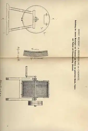 Original Patentschrift - E. Beckert in Erfenschlag b. Chemnitz ,1882 ,  Poliermaschine !!!