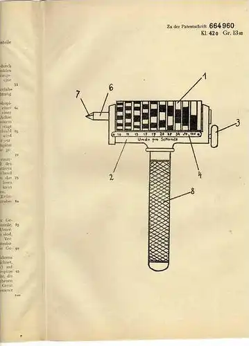 Original Patentschrift - Geschwindigkeitsmesser , J. Glücksohn in Berlin , 1936 !!!