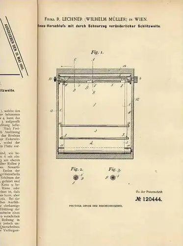 Original Patentschrift - Fa.  Lechner in Wien , 1900 , Rollo , Rouleau  !!!