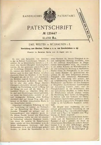 Original Patentschrift - E. Welter in Mülhausen i. E. , 1900 , Färben von Gewebe !!!