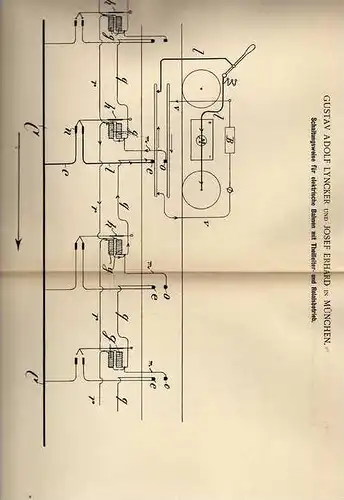 Original Patentschrift - G. Lyncker in München , Straßenbahn , O- Bus , 1899 !!!