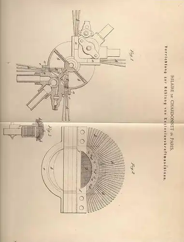 Original Patentschrift - Kühlung von Explosionskraftmaschinen , 1900, H. de Chardonnet in Paris !!!