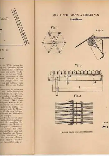 Original Patentschrift -  M. Nordmann in Dresden , 1899 , Fitzkrone , Näherei , Weberei !!!