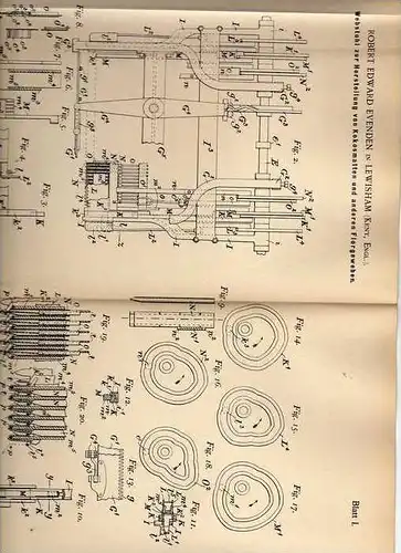 Original Patentschrift - Webstuhl für Kokosmatten , 1898 , R. Evenden in Evenden , Kent , England !!!