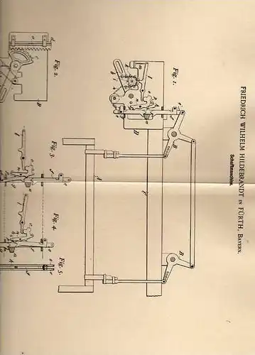 Original Patentschrift - F. Hildebrandt  in Fürth , Bayern , 1899 , Schaftmaschine !!!