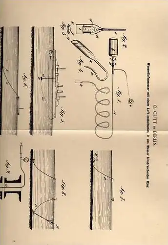 Original Patentschrift - Wassertiefenmesser , O. Gutt in Berlin , 1899 !!!