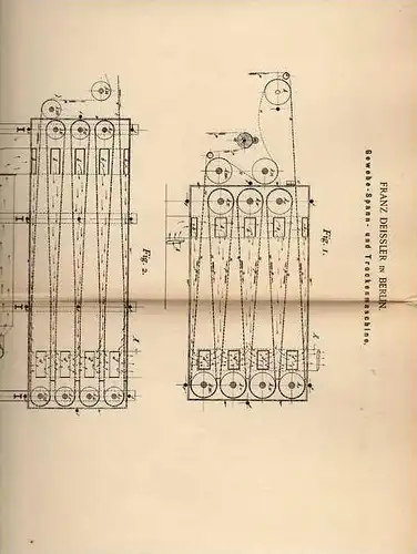 Original Patentschrift - Gewebemaschine , Franz Deissler in Berlin , 1899 !!!