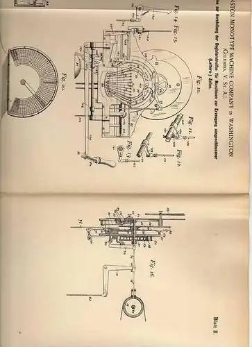 Original Patentschrift - Schreibmaschine , Erzeugung von Lettern , 1897, Monotype Company in Washington , USA  !!!