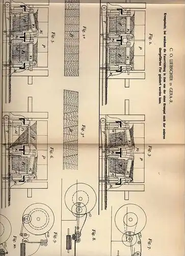 Original Patentschrift - C. Liebscher in Gera , 1898 , Faser , Stoffverarbeitung , Maschine , Näherei !!!