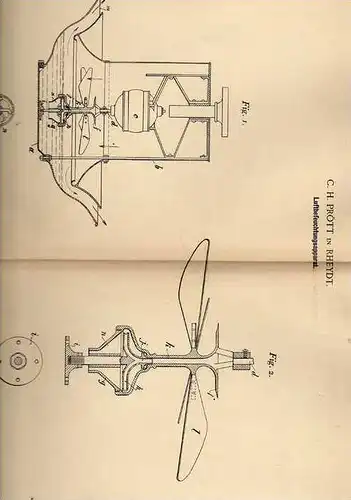 Original Patentschrift - C.H. Prött in Rheydt , 1899, Luftbefeuchtungsapparat , Mönchengladbach !!!